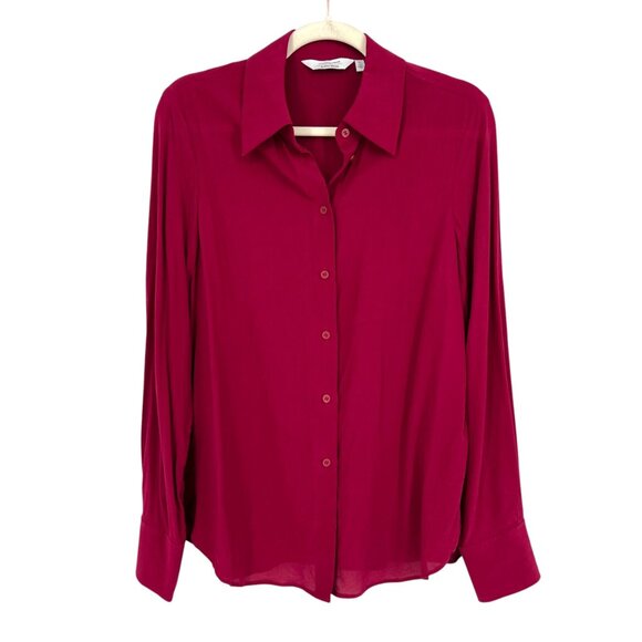 & Other Stories Silk Button-Up Blouse Long Sleeve Burgundy Red Size 4 - Picture 1 of 12